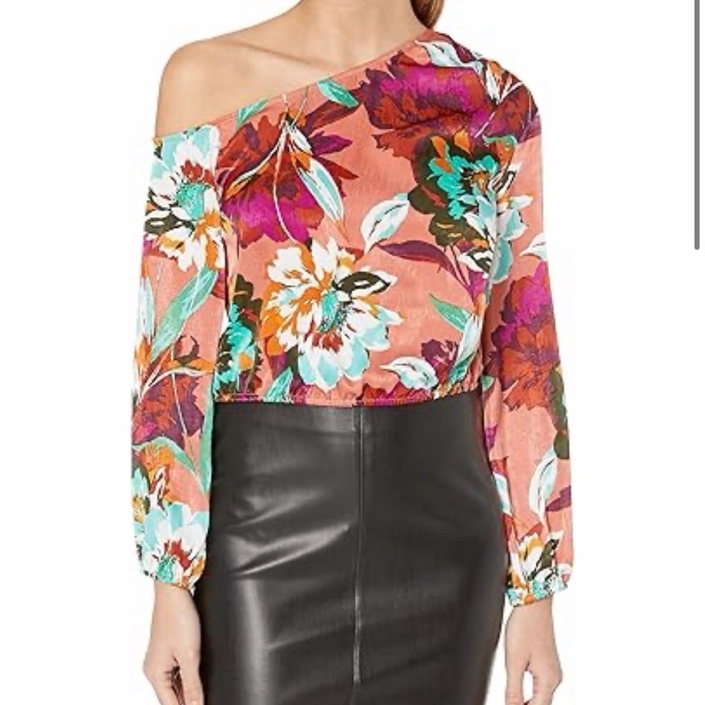 New-Ali & Jay Sorry I'm a Lady Mauve Floral Print Satin Off-the-Shoulder